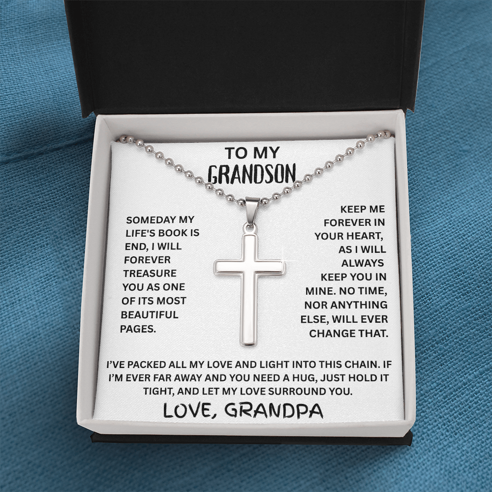 To My Grandson - Stainless Cross Necklace -FG003
