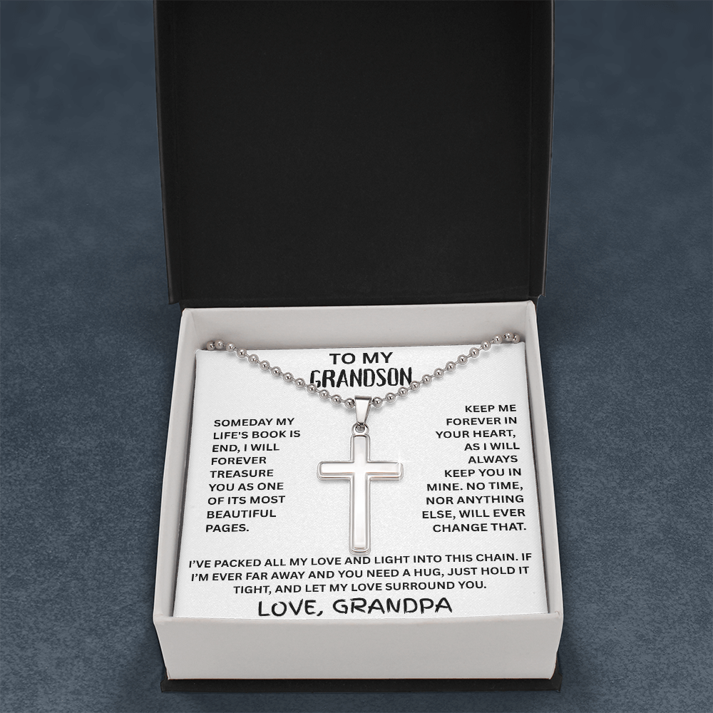 To My Grandson - Stainless Cross Necklace -FG003
