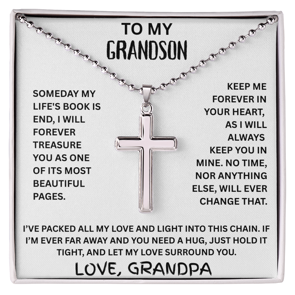 To My Grandson - Stainless Cross Necklace -FG003