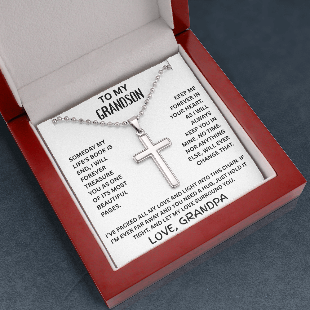 To My Grandson - Stainless Cross Necklace -FG003
