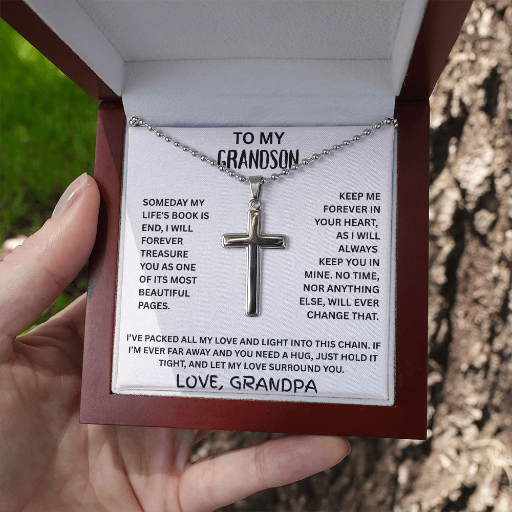 To My Grandson - Stainless Cross Necklace -FG003