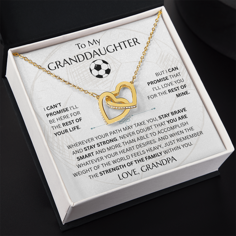 To My Granddaughter - Interlocking Heart Soccer Design Necklace - FG0011