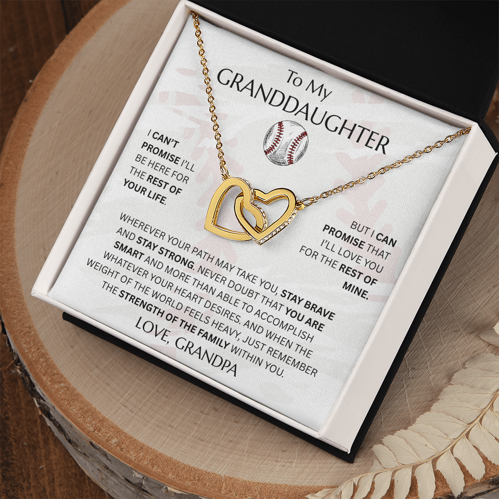 To My Granddaughter - Interlocking Heart Baseball Design Necklace - FG0012