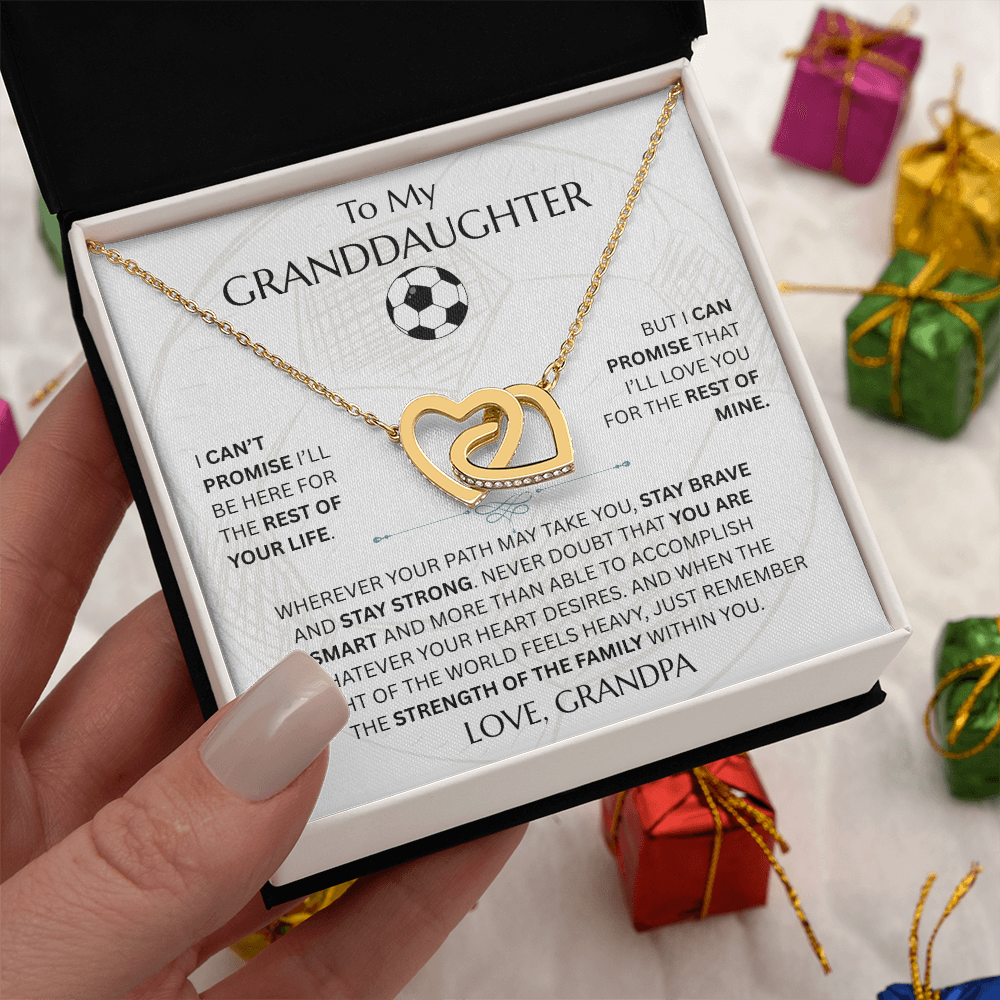 To My Granddaughter - Interlocking Heart Soccer Design Necklace - FG0011