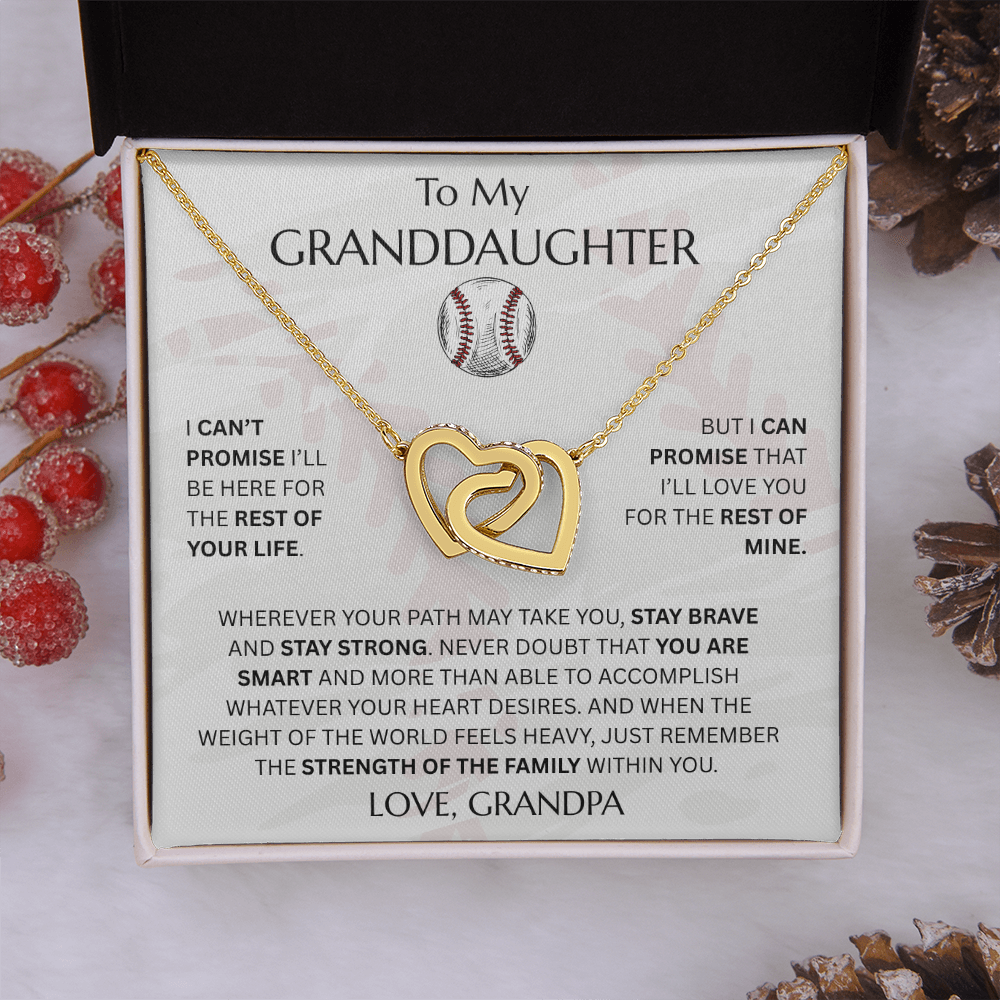 To My Granddaughter - Interlocking Heart Baseball Design Necklace - FG0012