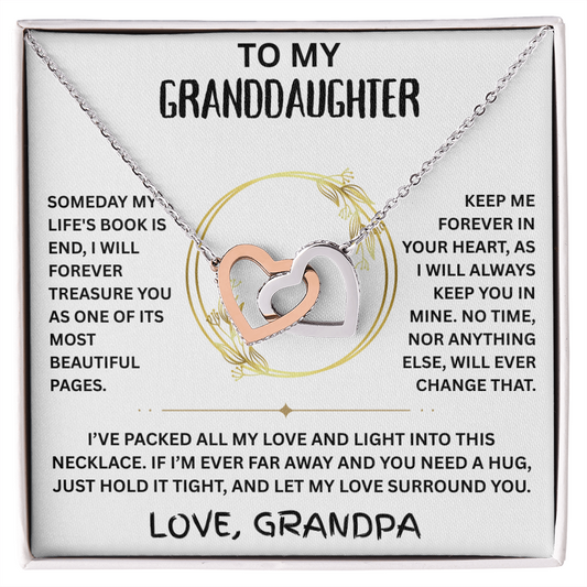 To My Granddaughter - Interlocking Heart Necklace - FG0006