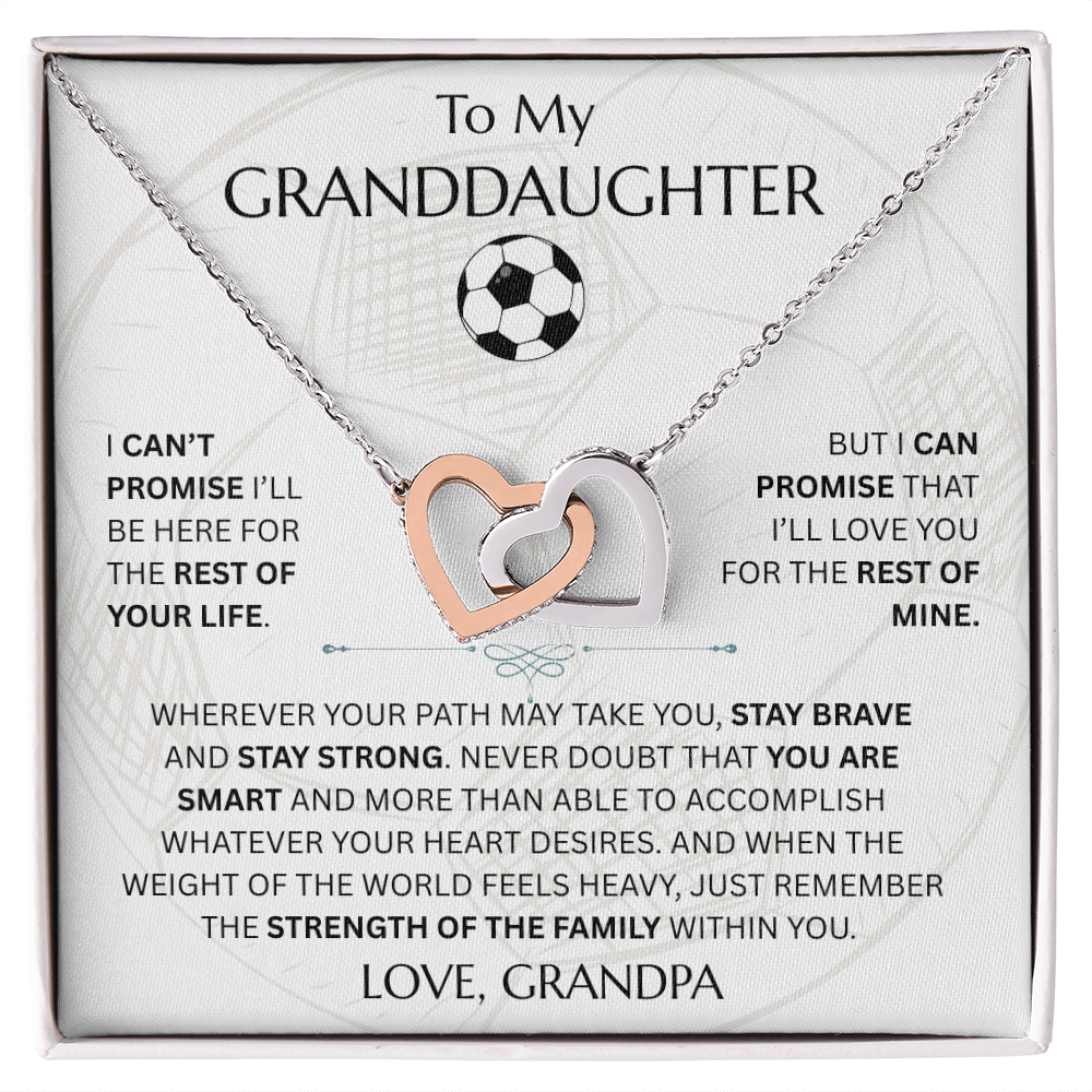 To My Granddaughter - Interlocking Heart Soccer Design Necklace - FG0011