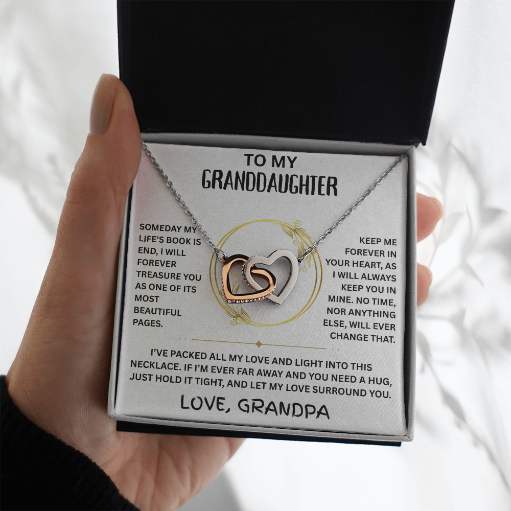 To My Granddaughter - Interlocking Heart Necklace - FG0006