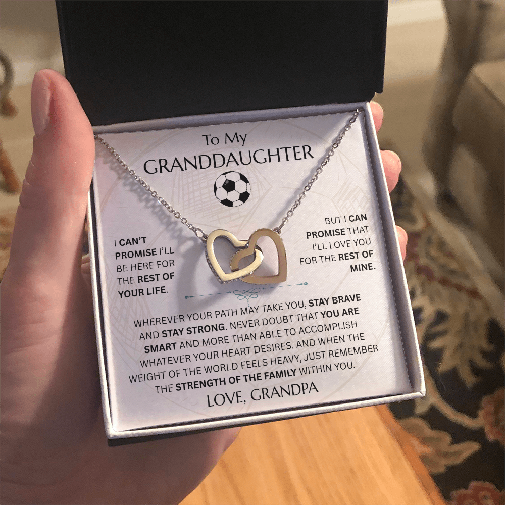 To My Granddaughter - Interlocking Heart Soccer Design Necklace - FG0011