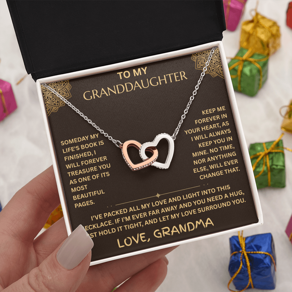 To My Granddaughter - Interlocking Heart Necklace - FG0021