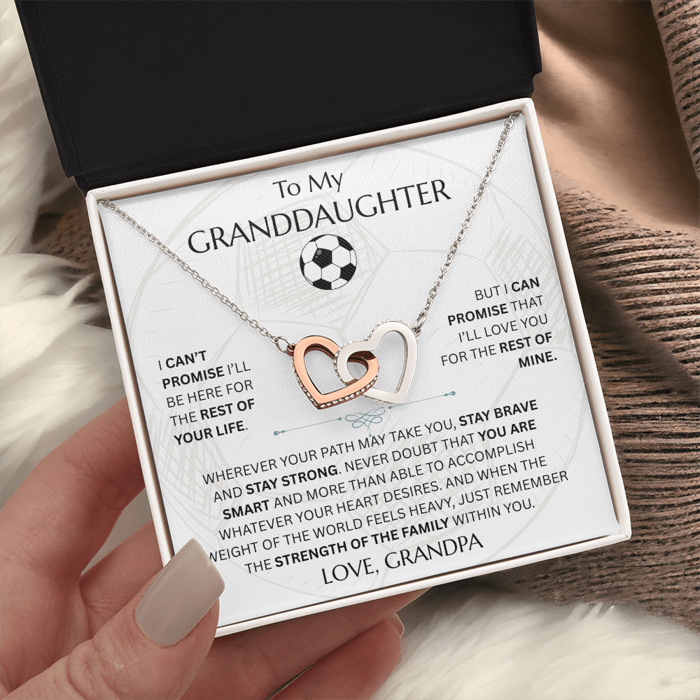 To My Granddaughter - Interlocking Heart Soccer Design Necklace - FG0011