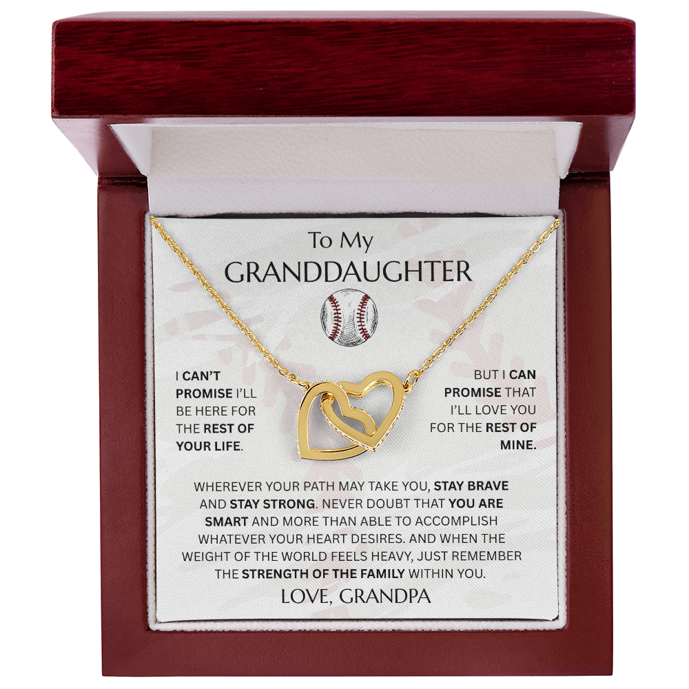 To My Granddaughter - Interlocking Heart Baseball Design Necklace - FG0012