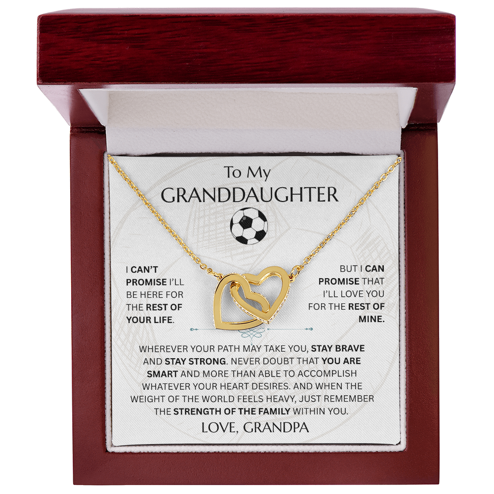 To My Granddaughter - Interlocking Heart Soccer Design Necklace - FG0011