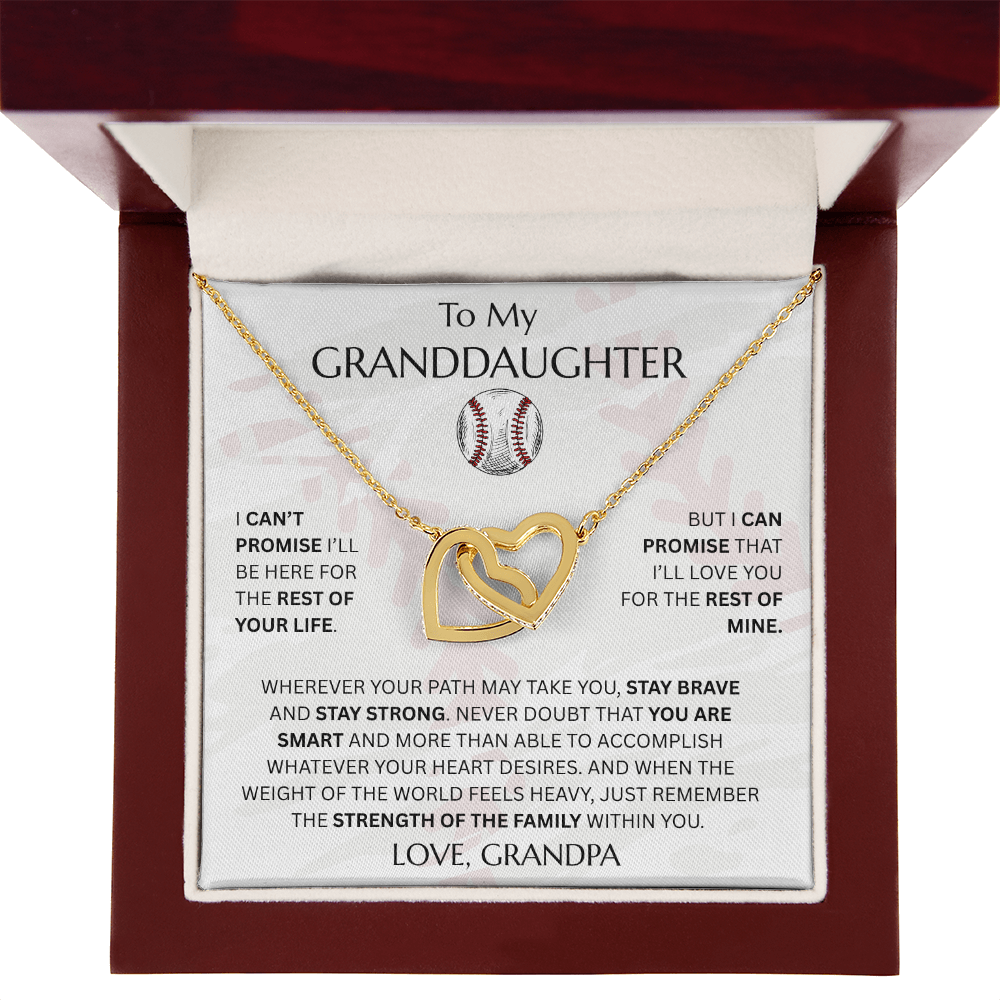 To My Granddaughter - Interlocking Heart Baseball Design Necklace - FG0012