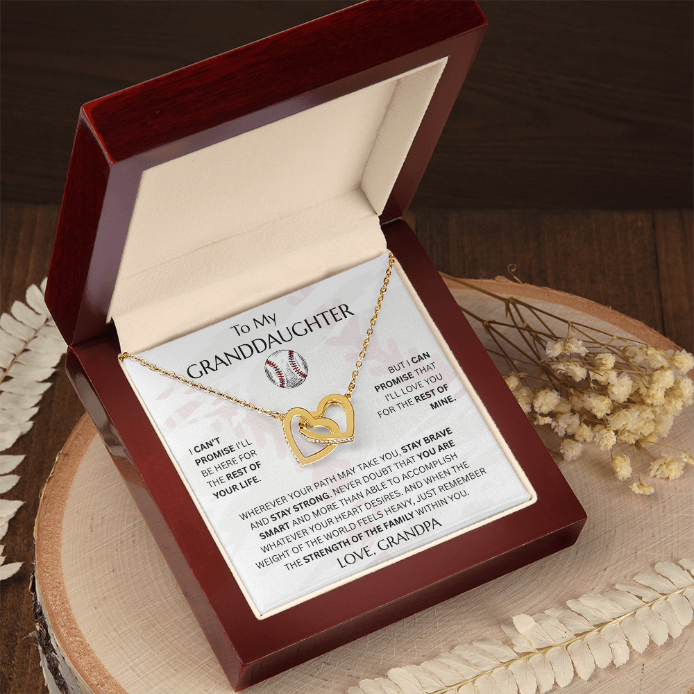 To My Granddaughter - Interlocking Heart Baseball Design Necklace - FG0012