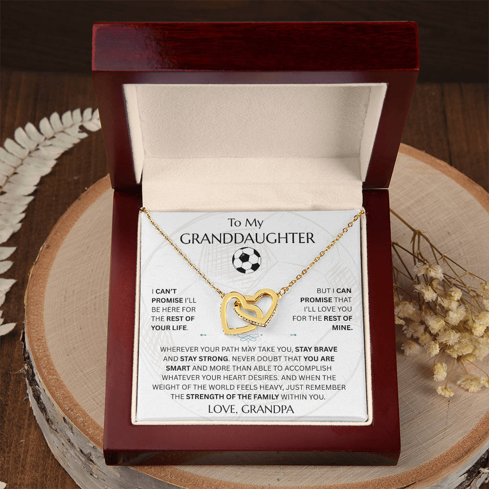To My Granddaughter - Interlocking Heart Soccer Design Necklace - FG0011