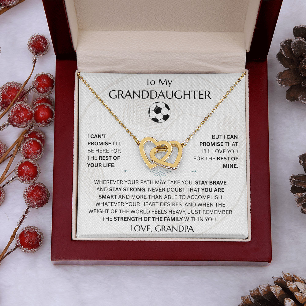 To My Granddaughter - Interlocking Heart Soccer Design Necklace - FG0011