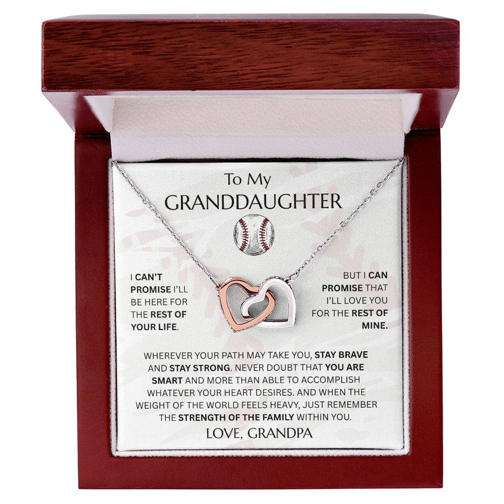 To My Granddaughter - Interlocking Heart Baseball Design Necklace - FG0012