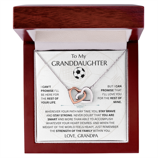 To My Granddaughter - Interlocking Heart Soccer Design Necklace - FG0011