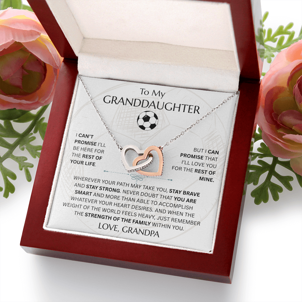 To My Granddaughter - Interlocking Heart Soccer Design Necklace - FG0011