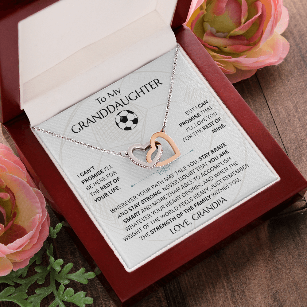 To My Granddaughter - Interlocking Heart Soccer Design Necklace - FG0011