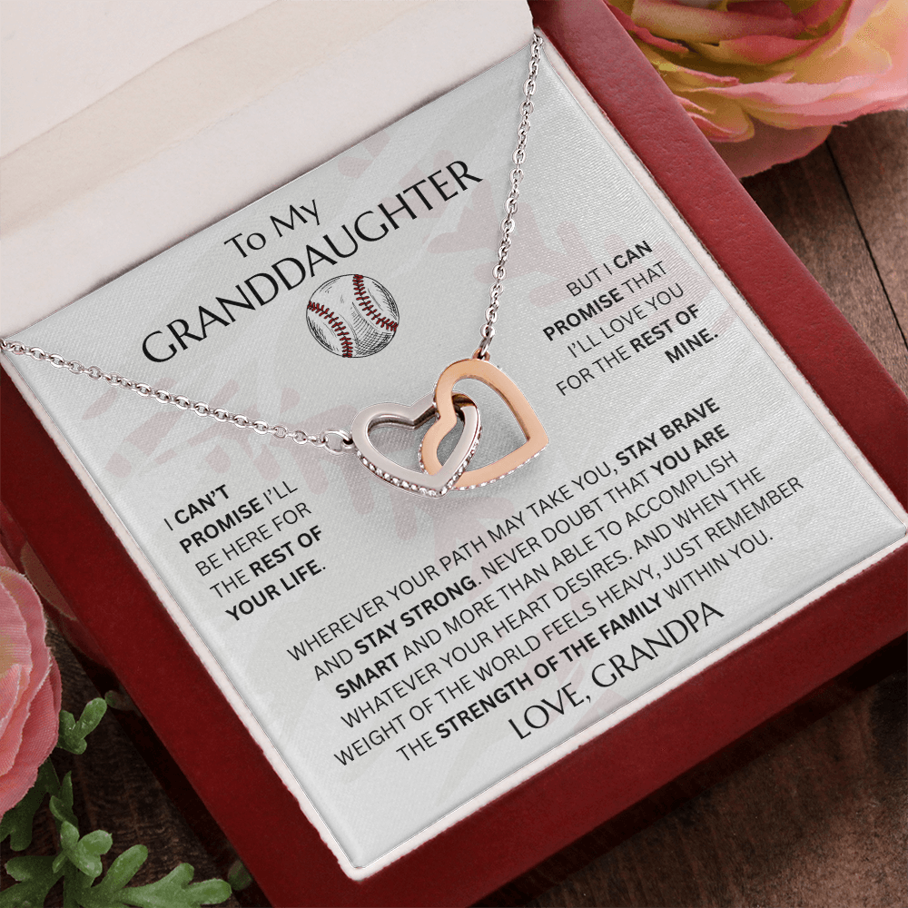 To My Granddaughter - Interlocking Heart Baseball Design Necklace - FG0012