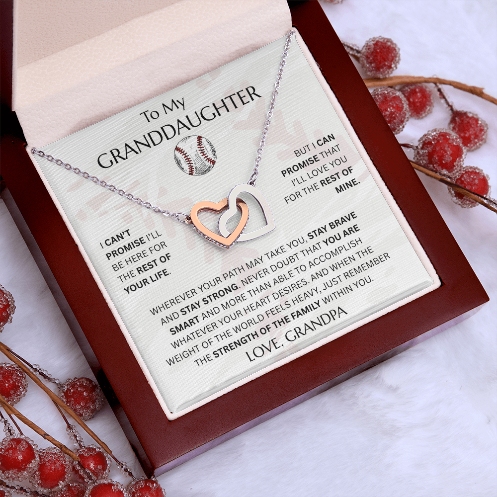 To My Granddaughter - Interlocking Heart Baseball Design Necklace - FG0012