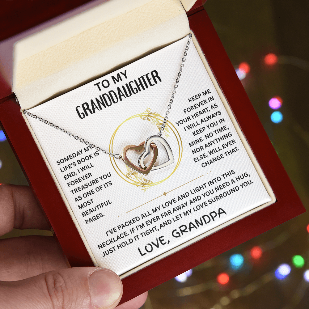 To My Granddaughter - Interlocking Heart Necklace - FG0006