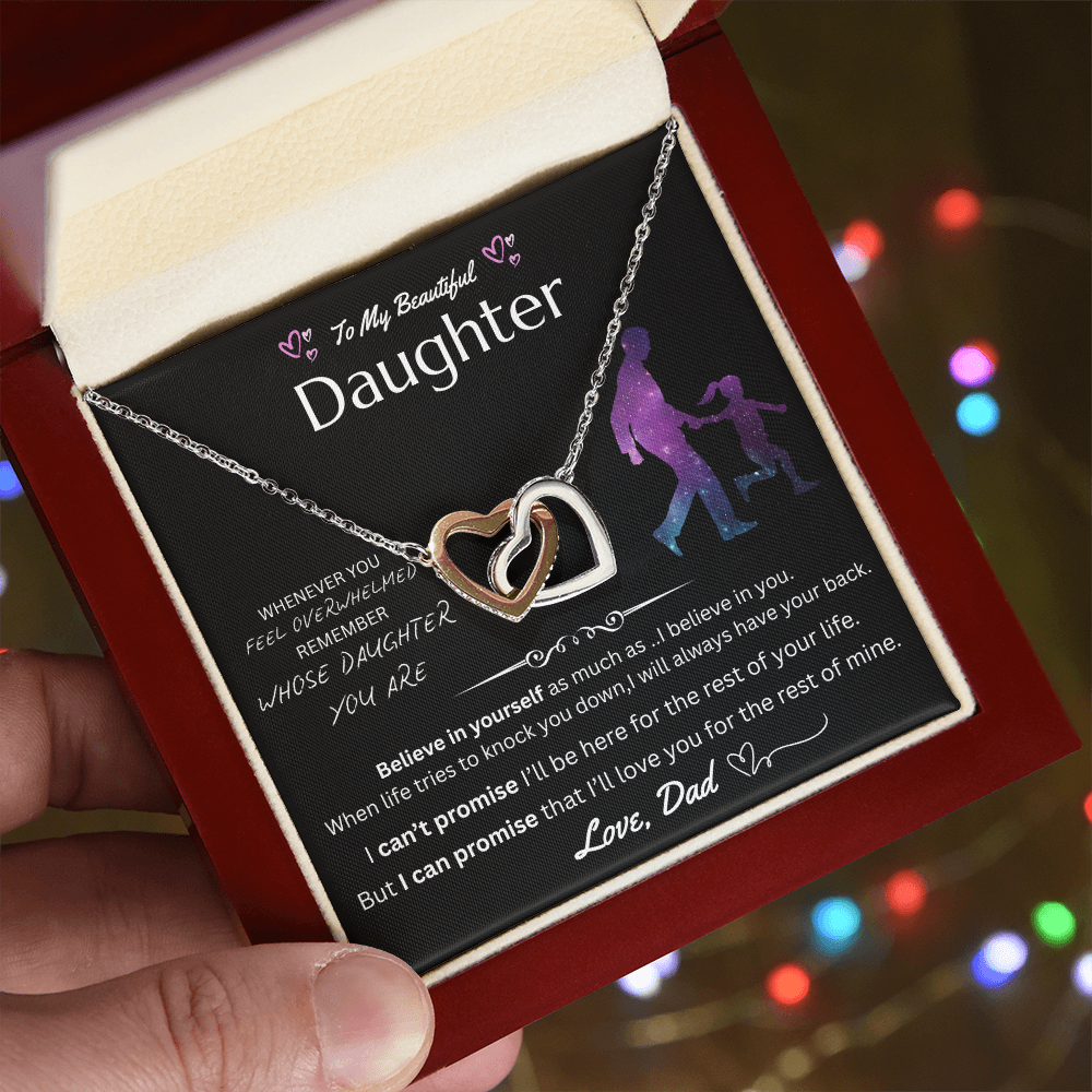 To My Beautiful Daughter - Interlocking Heart Necklace - FG0033