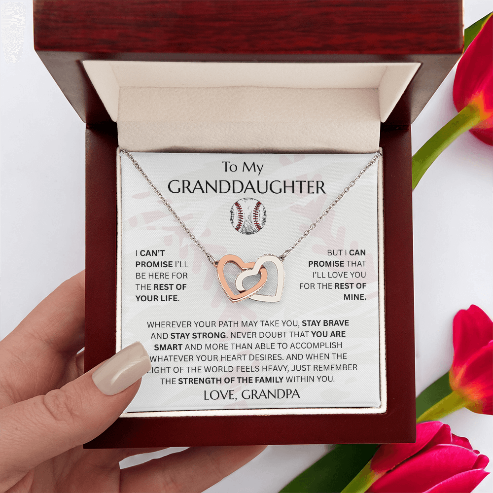 To My Granddaughter - Interlocking Heart Baseball Design Necklace - FG0012