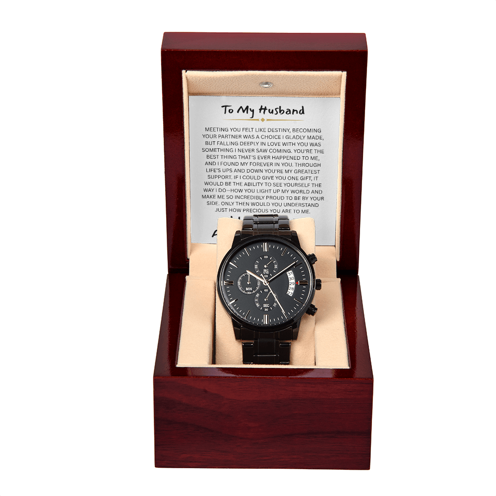 To My Husband Black Chronograph Watch - FG0015