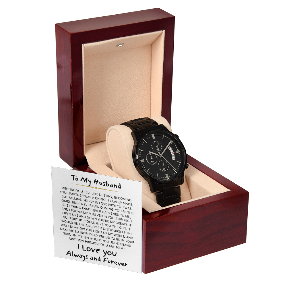 To My Husband Black Chronograph Watch - FG0015