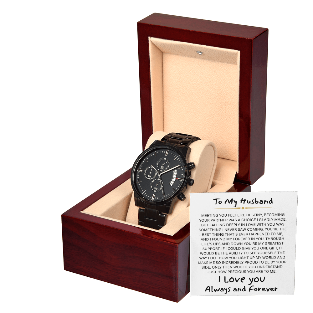To My Husband Black Chronograph Watch - FG0015