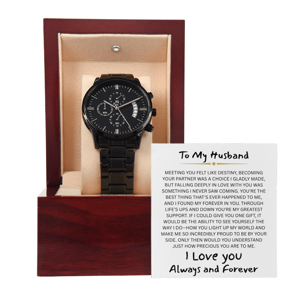 To My Husband Black Chronograph Watch - FG0015