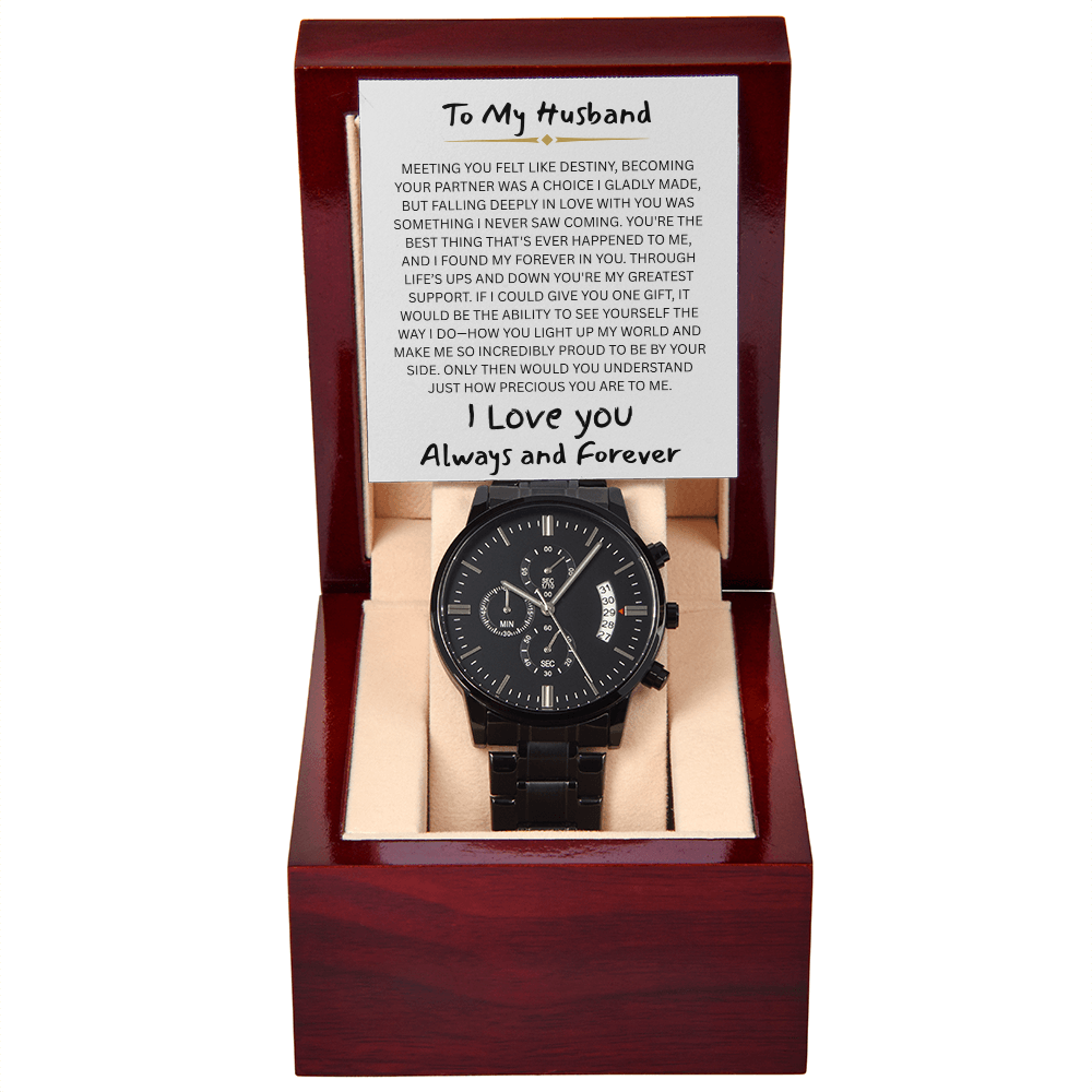 To My Husband Black Chronograph Watch - FG0015