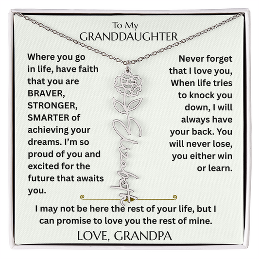 To My Granddaughter - Have Faith Flower Name  Necklace - FG00074