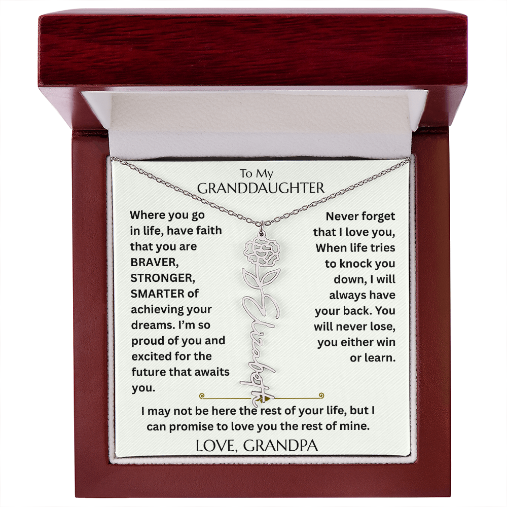 To My Granddaughter - Have Faith Flower Name  Necklace - FG00074