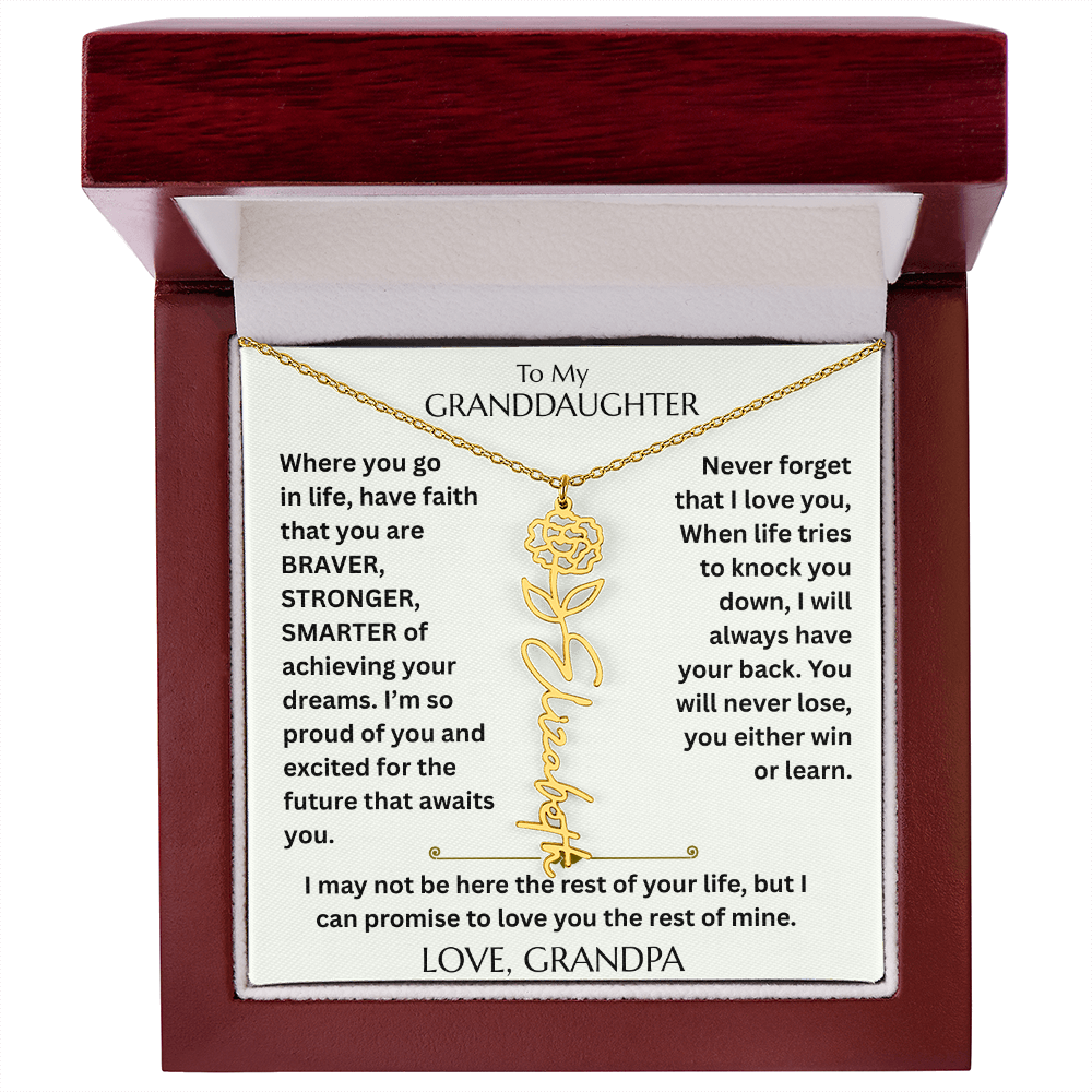 To My Granddaughter - Have Faith Flower Name  Necklace - FG00074