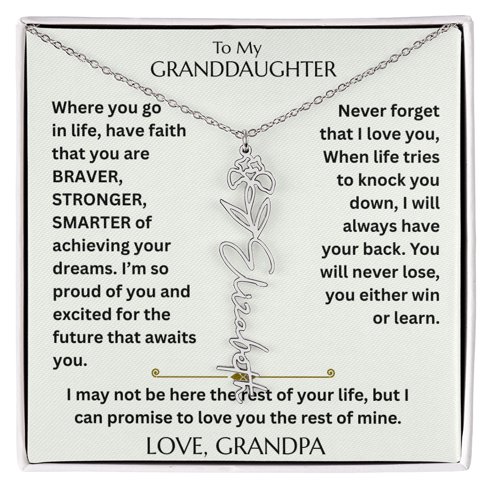 To My Granddaughter - Have Faith Flower Name  Necklace - FG00074