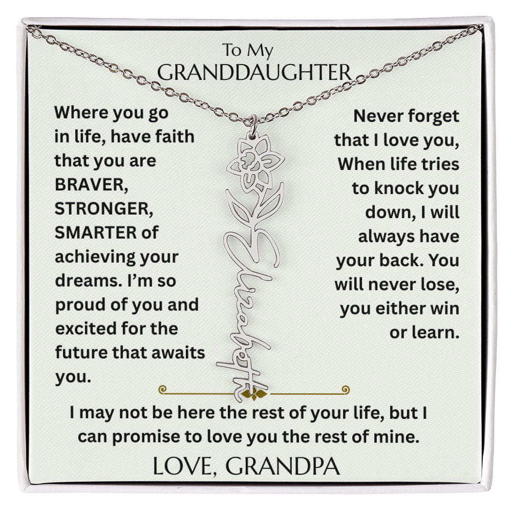 To My Granddaughter - Have Faith Flower Name  Necklace - FG00074