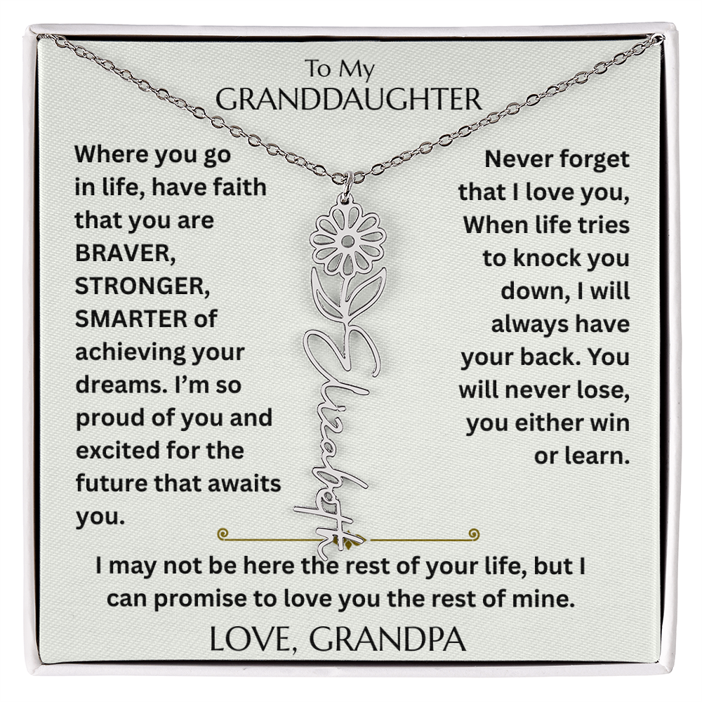 To My Granddaughter - Have Faith Flower Name  Necklace - FG00074