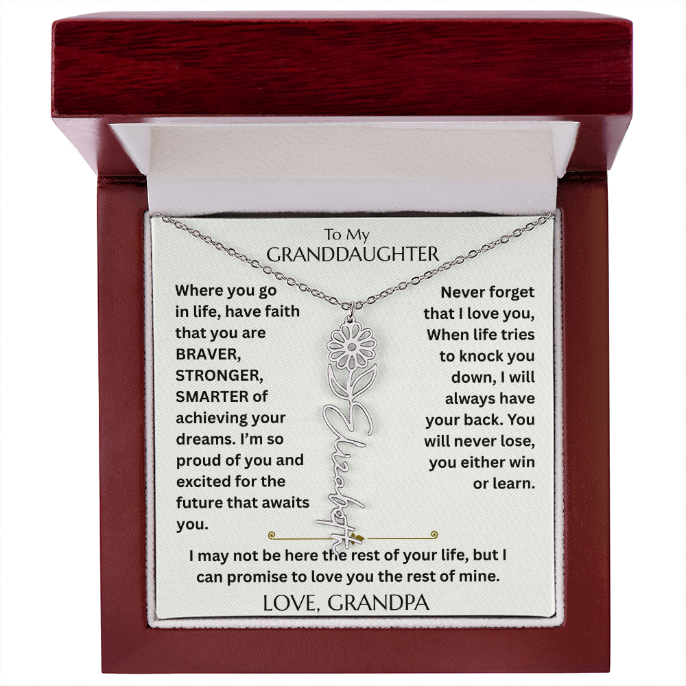 To My Granddaughter - Have Faith Flower Name  Necklace - FG00074
