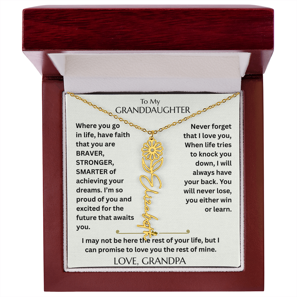To My Granddaughter - Have Faith Flower Name  Necklace - FG00074