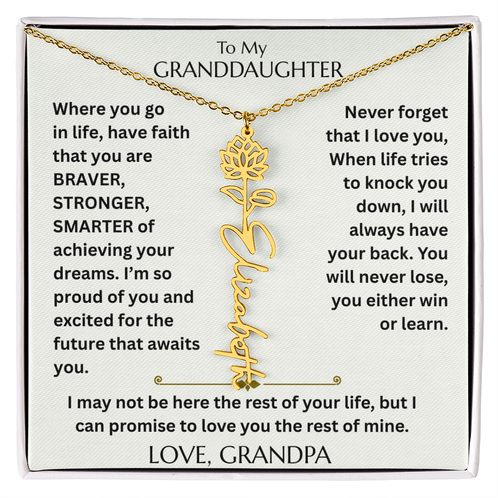 To My Granddaughter - Have Faith Flower Name  Necklace - FG00074
