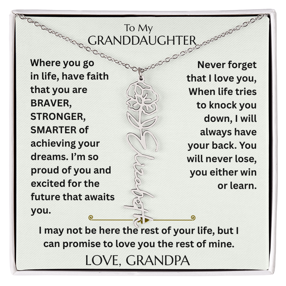 To My Granddaughter - Have Faith Flower Name  Necklace - FG00074