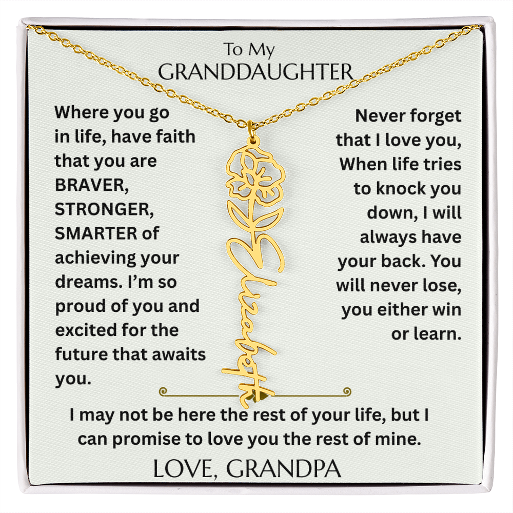 To My Granddaughter - Have Faith Flower Name  Necklace - FG00074