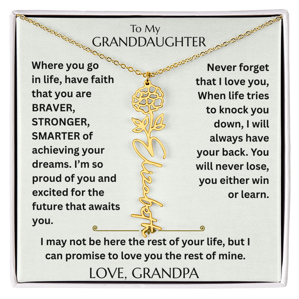 To My Granddaughter - Have Faith Flower Name  Necklace - FG00074