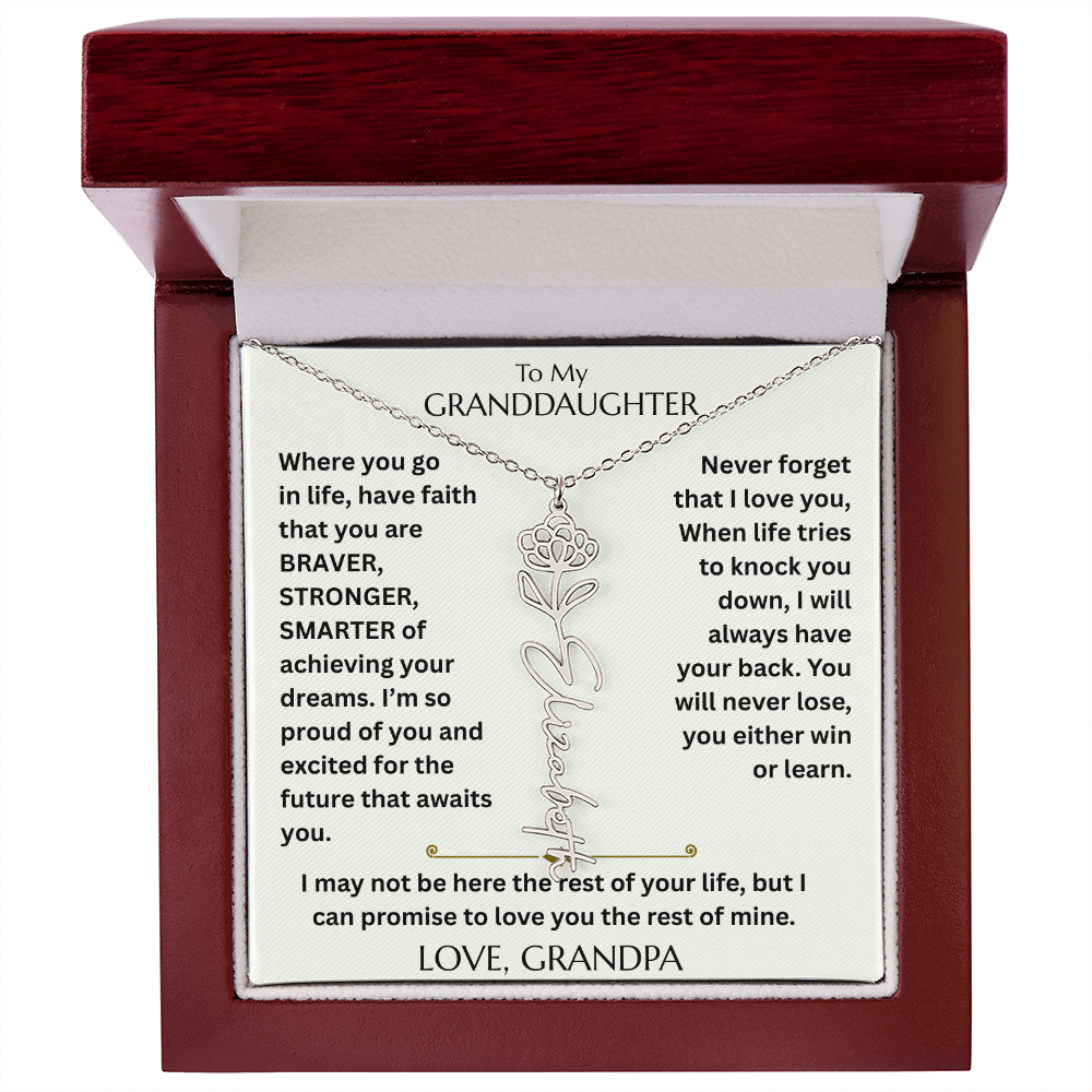 To My Granddaughter - Have Faith Flower Name  Necklace - FG00074