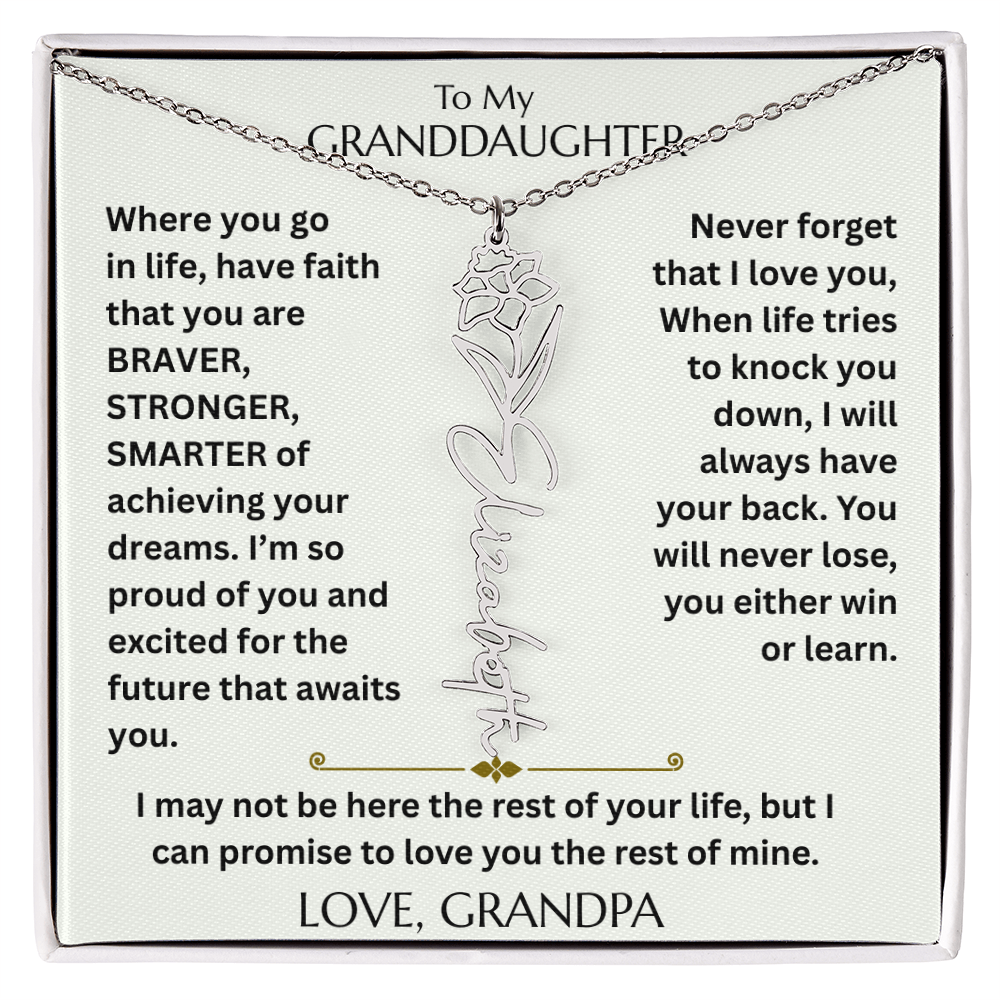 To My Granddaughter - Have Faith Flower Name  Necklace - FG00074
