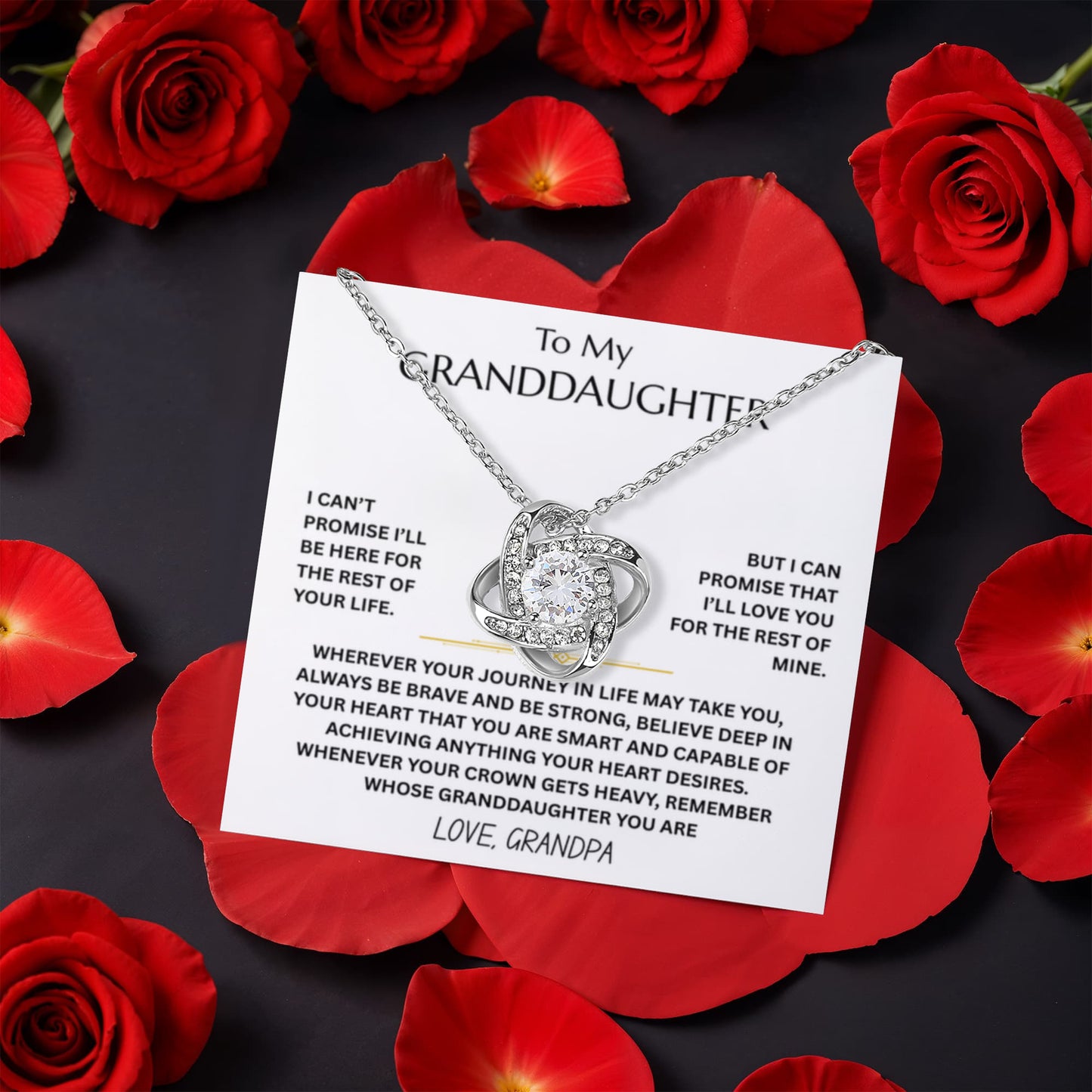 To My Granddaughter - Love Knot w/ Rotating Rose Gift Box - FG00054